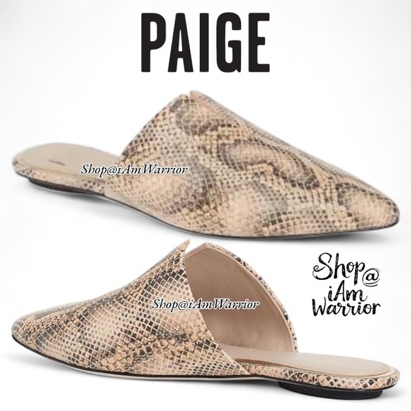 Paige NWOT leather snakeskin pointed toe mules *shop@iamwarrior - Picture 1 of 11